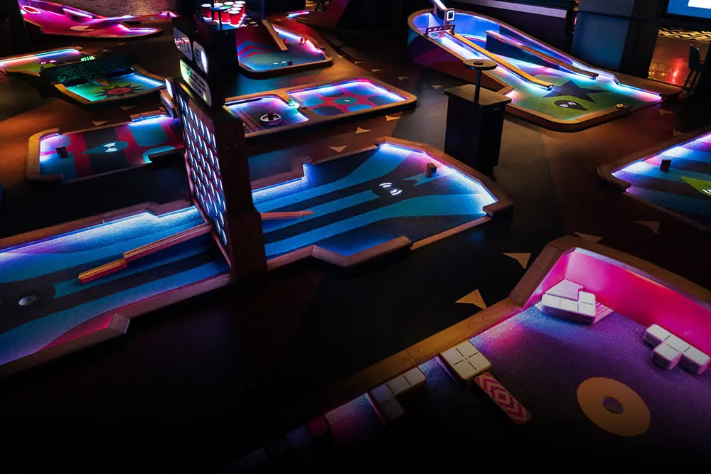 Overhead shot of Multiple holes on a course