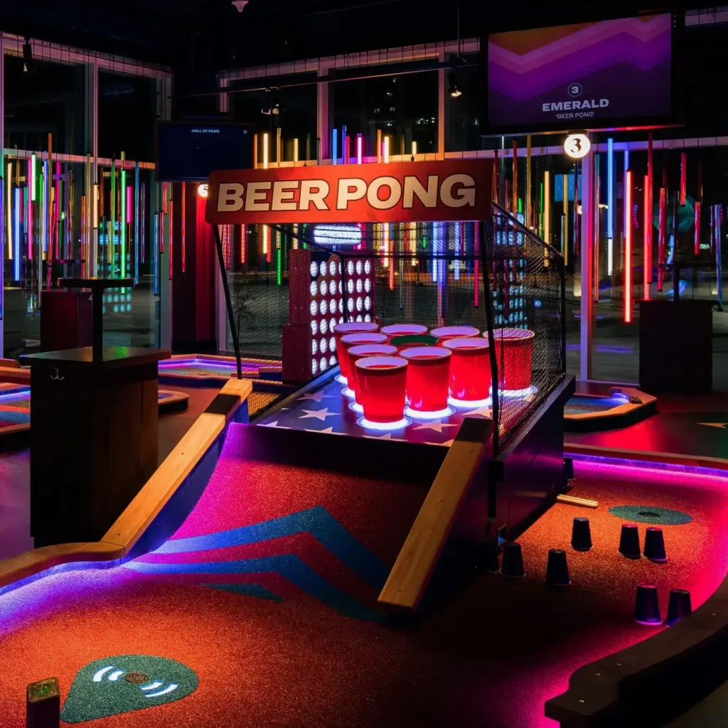 A technology packed and colorful mini golf course