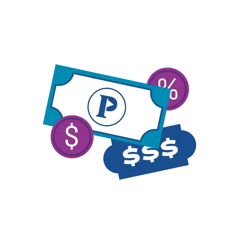 puttshack "P" and dollar signs