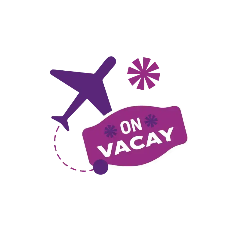 purple airplane "on vacay"
