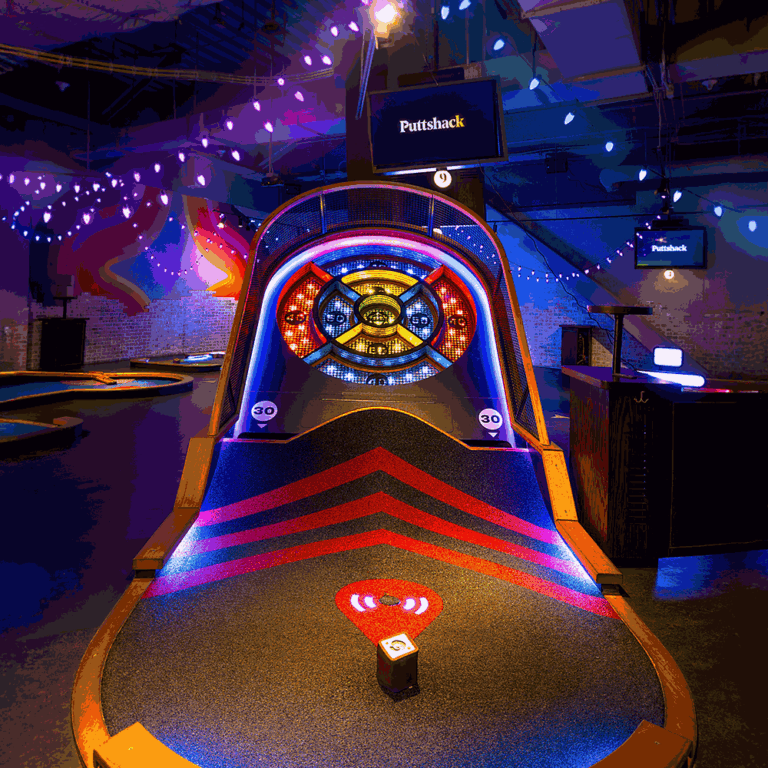 ski ball hole 9 on a puttshack course